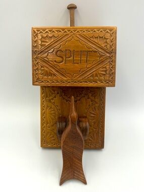 Vintage Mechanical Pecking Bird Cigarette Dispenser Hand Carved Wood MCM